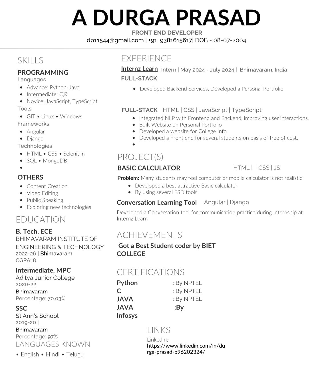 Allam durga prasad portfolio